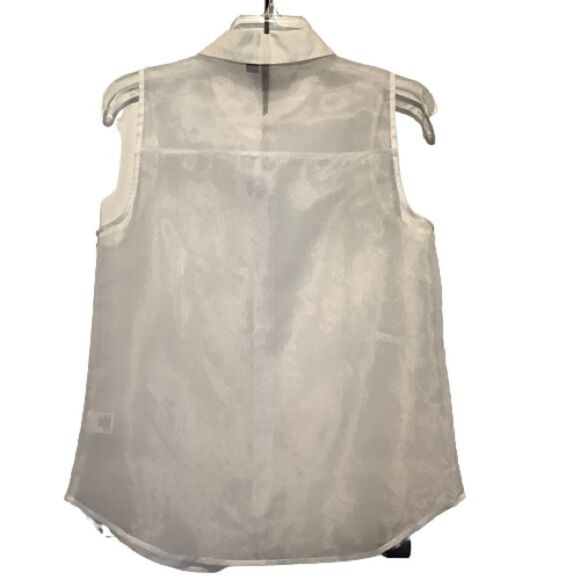 ‎ELLE SHEER SLEEVELESS BUTTON UP TOP SIZE 6 - Picture 4 of 6